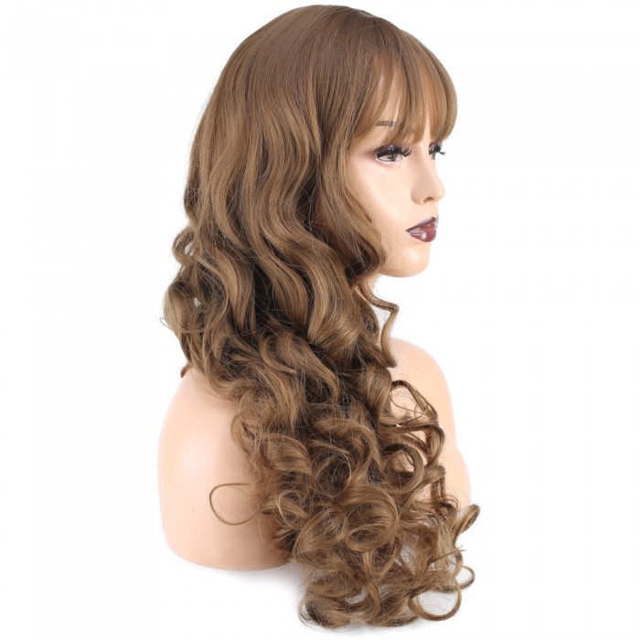 Dalgalı Perçemli Uzun Fiber Sentetik Peruk - Bebek Kumralı