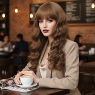 Dalgalı Perçemli Uzun Fiber Sentetik Peruk - Bebek Kumralı