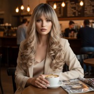 Dalgalı Perçemli Uzun Fiber Sentetik Peruk - Siyah / Balköpüğü Ombreli Dalgalı Perçemli Uzun Fiber Sentetik Peruk - Siyah / Balköpüğü Ombreli