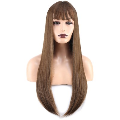 Düz Perçemli Uzun Fiber Sentetik Peruk - Kumral Düz Perçemli Uzun Fiber Sentetik Peruk - Kumral