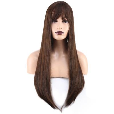 Düz Perçemli Uzun Fiber Sentetik Peruk - Kahve Karamel Düz Perçemli Uzun Fiber Sentetik Peruk - Kahve Karamel