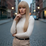  Düz Perçemli Uzun Fiber Sentetik Peruk - Balköpüğü