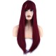  Düz Perçemli Uzun Fiber Sentetik Peruk - Kızıl