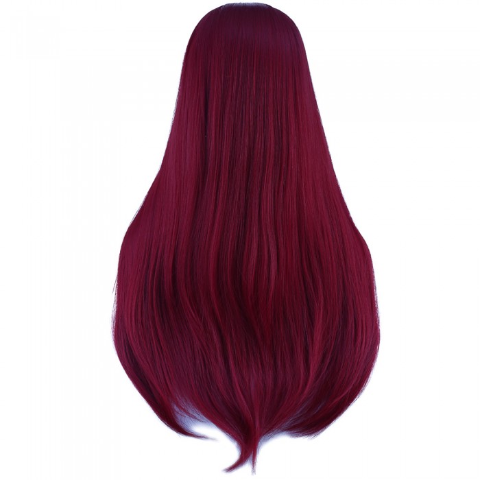  Düz Perçemli Uzun Fiber Sentetik Peruk - Kızıl