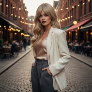  Dalgalı Perçemli Fiber Sentetik Orta Boy Peruk - Balköpüğü Platin Röfleli