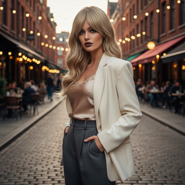  Dalgalı Perçemli Fiber Sentetik Orta Boy Peruk - Balköpüğü Platin Röfleli