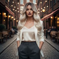 Dalgalı Perçemli Fiber Sentetik Orta Boy Peruk - Kahve / Beyaz Platin Röfleli Dalgalı Perçemli Fiber Sentetik Orta Boy Peruk - Kahve / Beyaz Platin Röfleli