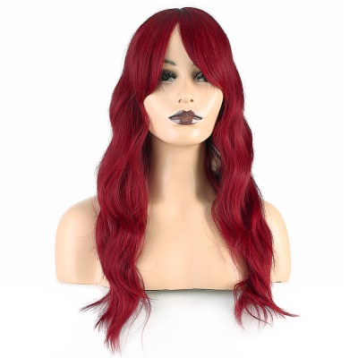 Dalgalı Perçemli Fiber Sentetik Orta Boy Peruk - Kızıl Dalgalı Perçemli Fiber Sentetik Orta Boy Peruk - Kızıl