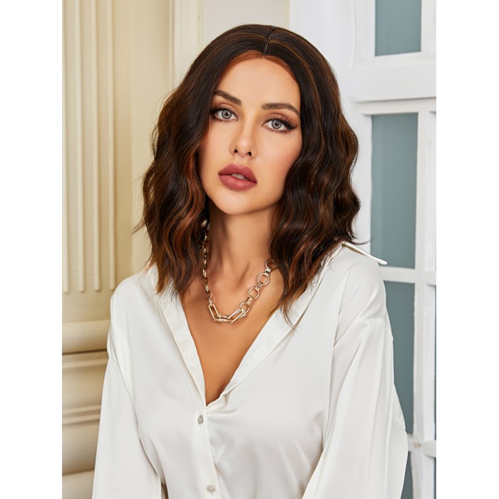 Kahverengi / Karamel Röfleli Küt Tül Peruk