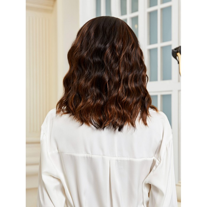 Kahverengi / Karamel Röfleli Küt Tül Peruk