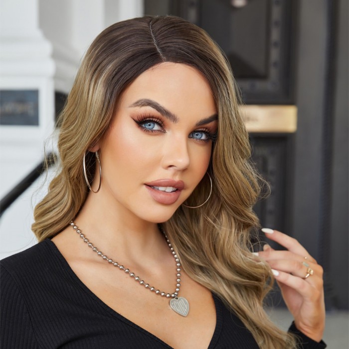 Kahverengi Ombre/ Kumral Balköpüğü Röfleli Uzun Tül Peruk Kahverengi Ombre/ Kumral Balköpüğü Röfleli Uzun Tül Peruk