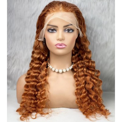 Gerçek Front Lace Tül Peruk - Yoğun Dalgalı - Bakır 70-75cm