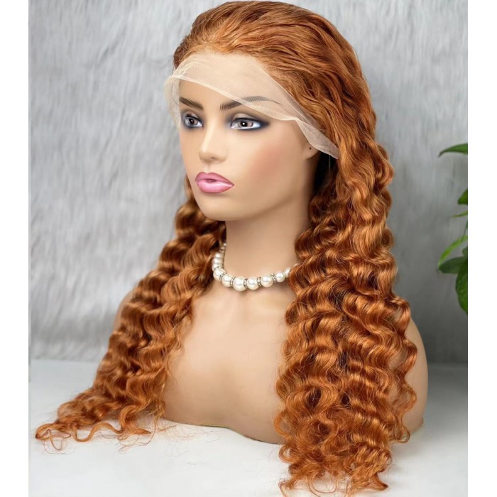 Gerçek Front Lace Tül Peruk - Yoğun Dalgalı - Bakır 70-75cm