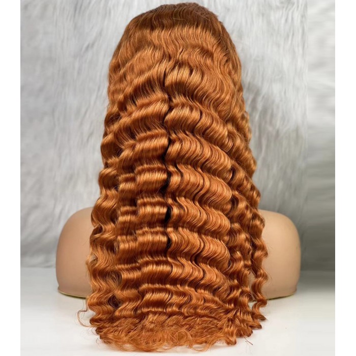 Gerçek Front Lace Tül Peruk - Yoğun Dalgalı - Bakır 70-75cm