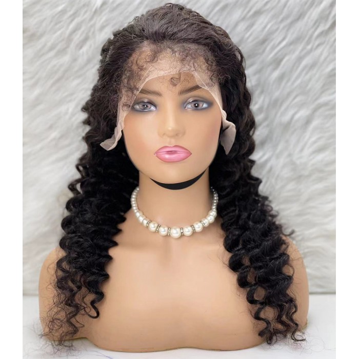 Gerçek Front Lace Tül Peruk - Derin Dalgalı - Doğal 60-65cm