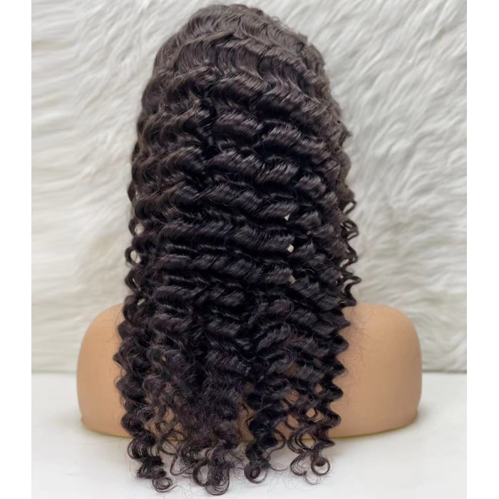 Gerçek Front Lace Tül Peruk - Derin Dalgalı - Doğal 60-65cm