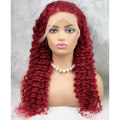 Gerçek Front Lace Tül Peruk - Derin Dalgalı - Kızıl 70-75cm