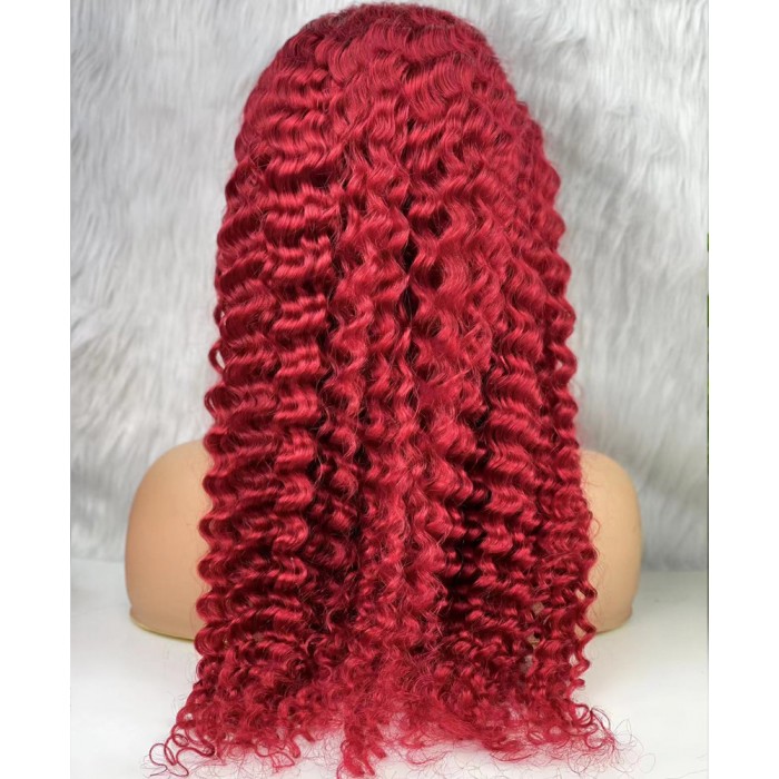 Gerçek Front Lace Tül Peruk - Derin Dalgalı - Kızıl 70-75cm