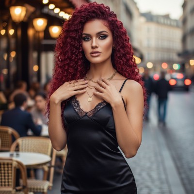 Gerçek Front Lace Tül Peruk - Kabarık Afro - Kızıl 70-75cm