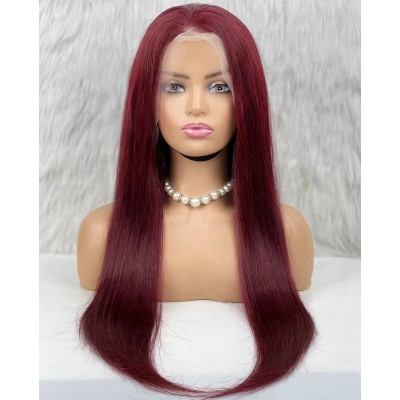 Gerçek Front Lace Tül Peruk - Düz - Koyu Kızıl 70-75cm