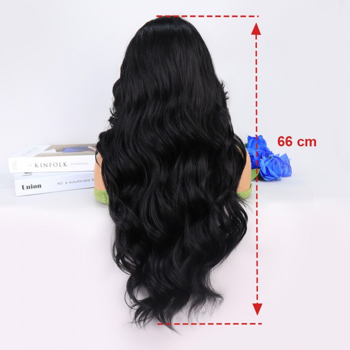 Siyah Dalgalı Uzun Boy Tül Peruk