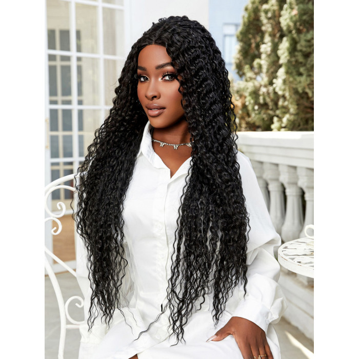 Afro Dalga Fiber Sentetik Tül Peruk - Siyah