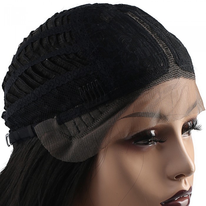 Su Dalgası Fiber Sentetik Tül Peruk - Siyah Su Dalgası Fiber Sentetik Tül Peruk - Siyah