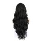 Siyah Uzun Dalgalı  Fiber Sentetik Tül Peruk
