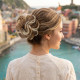 Saçlı Lastikli Topuz Toka - Karamel Platin Röfle