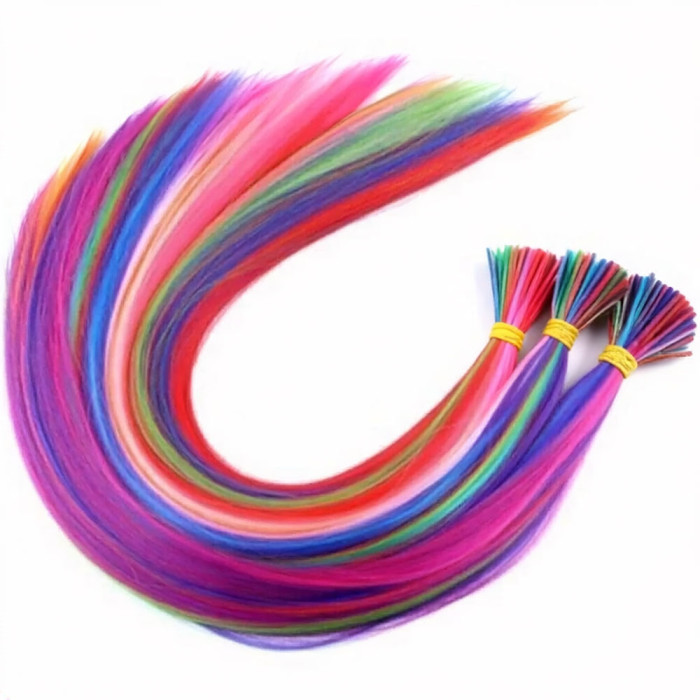 20 Adet Karışık Renkli Fiber Sentetik Kaynaklık Saç 60cm + Misina Takım Aparatı ve Boncuğu 20 Adet Karışık Renkli Fiber Sentetik Kaynaklık Saç 60cm + Misina Takım Aparatı ve Boncuğu