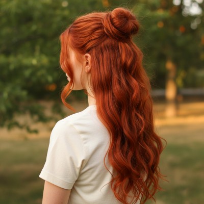 Fiber Sentetik Dalgalı Yarım Ay + 2 Yan Çıt Çıt - Bakır