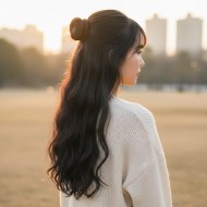 Fiber Sentetik Dalgalı Yarım Ay + 2 Yan Çıt Çıt - Kahverengi Fiber Sentetik Dalgalı Yarım Ay + 2 Yan Çıt Çıt - Kahverengi