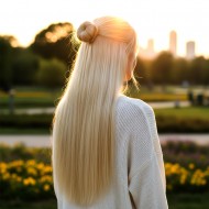  Fiber Sentetik Düz Yarım Ay + 2 Yan Çıt Çıt - Platin