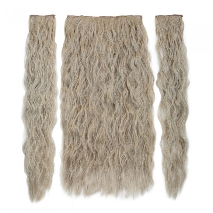 Fiber Sentetik Kabarık Dalgalı Yarım Ay + 2 Yan Çıt Çıt - Balköpüğü Platin Röfleli