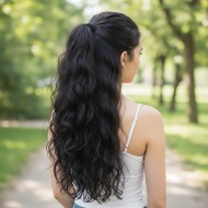 Fiber Sentetik Dalgalı 8 Parça Çıt Çıt - Siyah Fiber Sentetik Dalgalı 8 Parça Çıt Çıt - Siyah