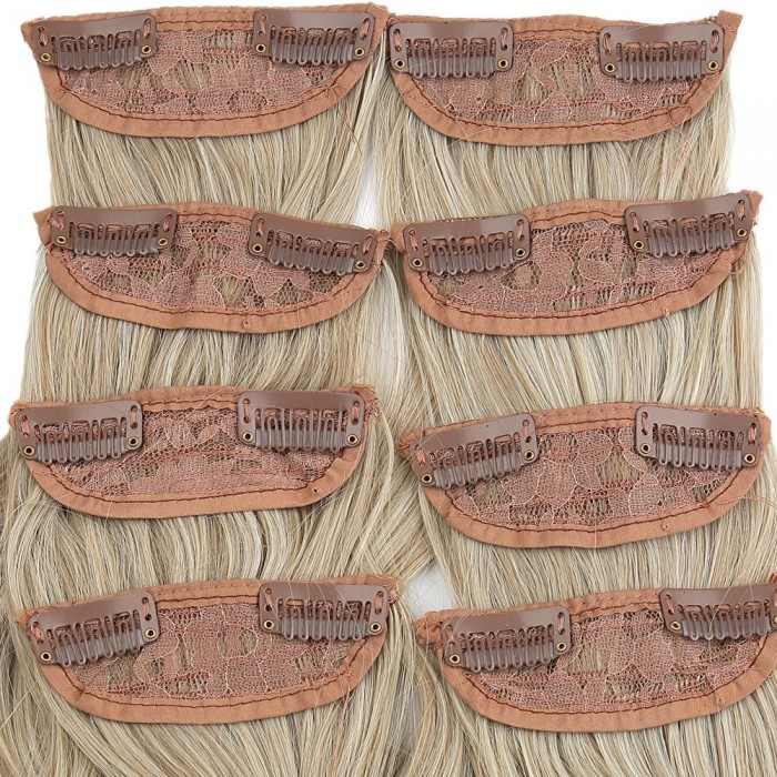 Fiber Sentetik Dalgalı 8 Parça Çıt Çıt - Karamel Platin Röfleli Fiber Sentetik Dalgalı 8 Parça Çıt Çıt - Karamel Platin Röfleli