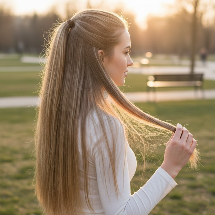 Fiber Sentetik Düz 8 Parça Çıt Çıt - Karamel Platin Röfleli Fiber Sentetik Düz 8 Parça Çıt Çıt - Karamel Platin Röfleli