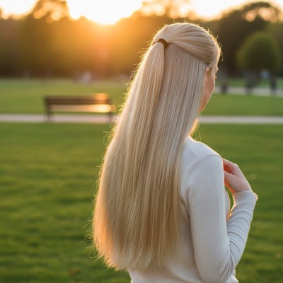 Fiber Sentetik Düz 8 Parça Çıt Çıt - Kumral Beyaz Platin Röfleli