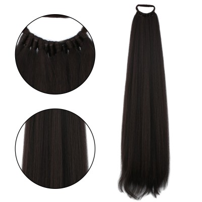 Lastik Tokalı At Kuyruğu Düz - Kızıl Kahve