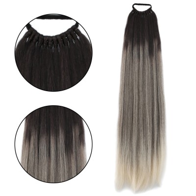 Lastik Tokalı At Kuyruğu Düz - Kumral / Beyaz Platin Ombre