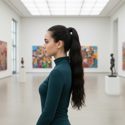 Lastik Tokalı At Kuyruğu Su Dalgalı  - Siyah