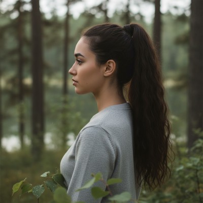 Lastik Tokalı At Kuyruğu Su Dalgalı - Kızıl Kahve