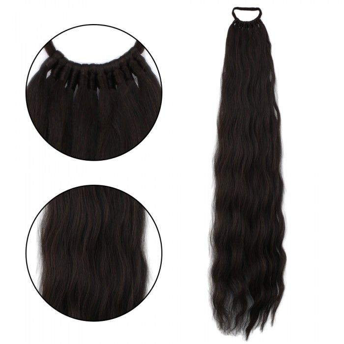 Lastik Tokalı At Kuyruğu Su Dalgalı - Kızıl Kahve