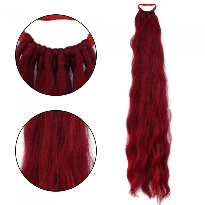 Lastik Tokalı At Kuyruğu Su Dalgalı  - Kızıl