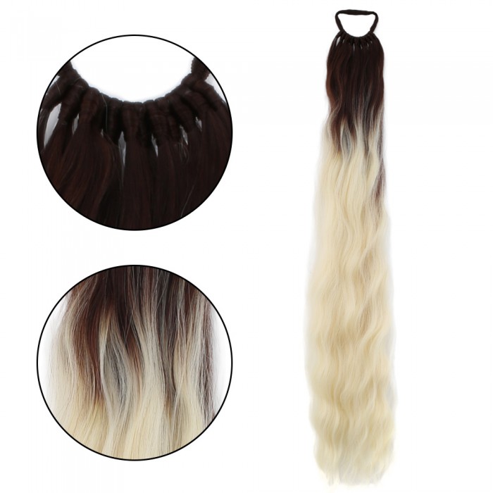 Lastik Tokalı At Kuyruğu Su Dalgalı - Kumral / Platin Ombre