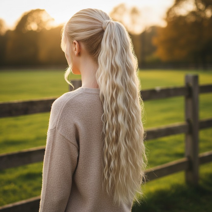 Bağlamalı Kabarık Dalgalı At Kuyruğu - Balköpüğü Platin Röfleli