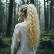  Bağlamalı Kabarık Dalgalı At Kuyruğu - Açık Platin