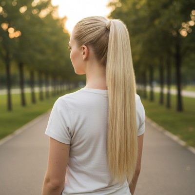 Bağlamalı Düz At Kuyruğu - Kumral Beyaz Platin Röfleli