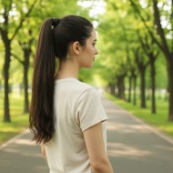 Bağlamalı Düz At Kuyruğu - Açık Kahve Bağlamalı Düz At Kuyruğu - Açık Kahve