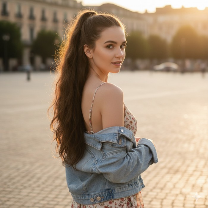 Bağlamalı Dalgalı At Kuyruğu - Açık Kahve